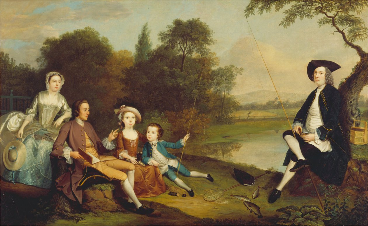 Portret van een familie, traditioneel bekend als de familie Swaine uit Fencroft, Cambridgeshire door Arthur Devis