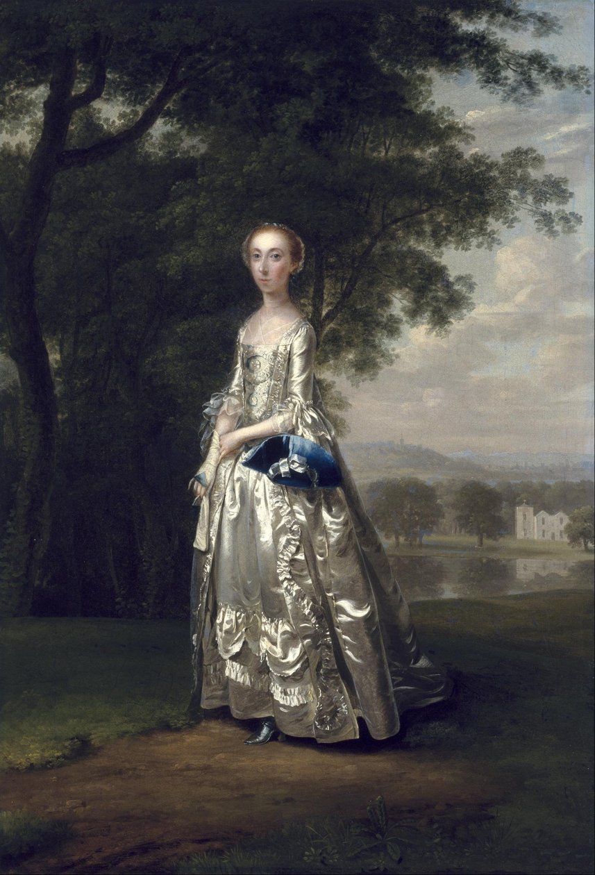 Portret van een dame in een landschap door Arthur Devis