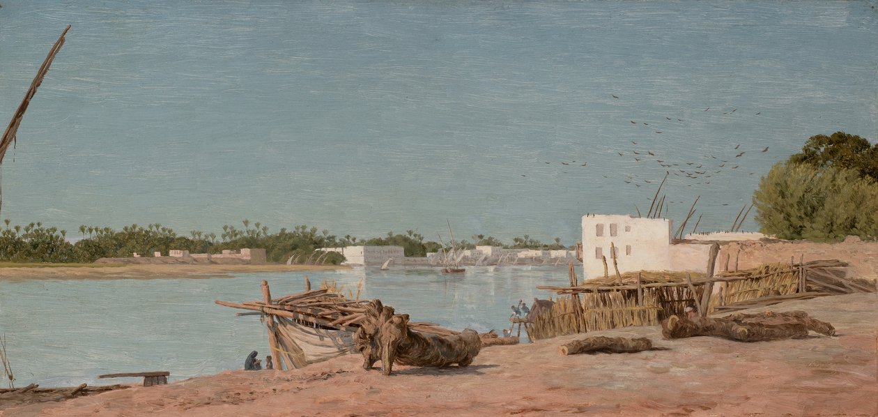 Gezicht op de Nijl, bij Caïro (olieverf op paneel) door Arthur Ditchfield