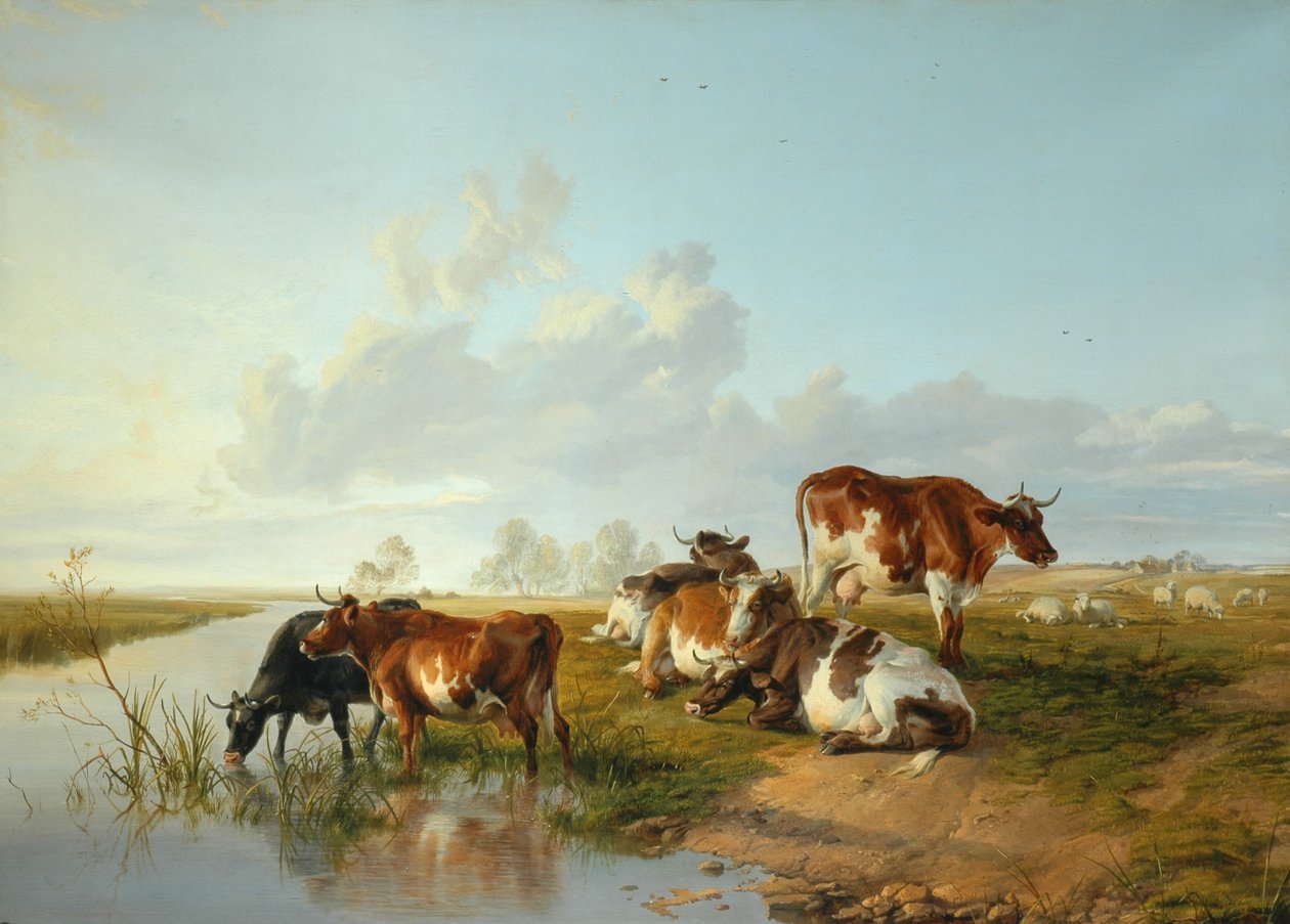 Landschap met vee bij Wool, Dorset door Arthur Douglas Peppercorn