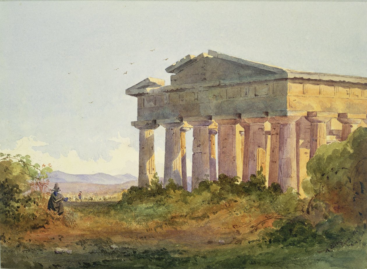 Landschap bij Paestum door Arthur Glennie