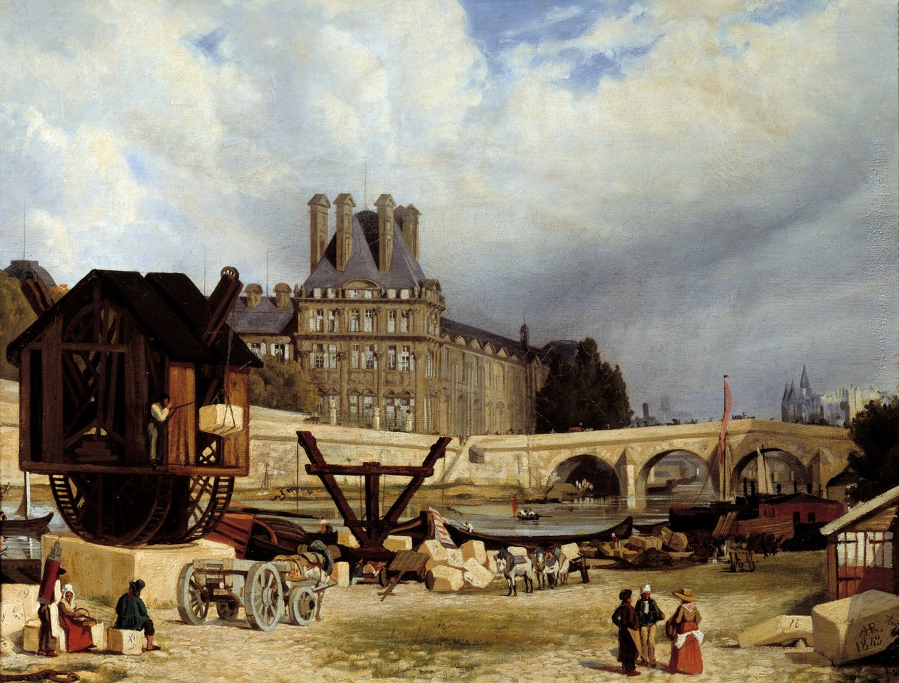 De Tuilerieën en de Koninklijke Brug. Schilderij door Arthur Henry Roberts (1819-1900) door Arthur Henri Roberts