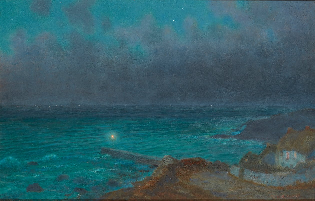 Een veilige haven, Cornwall door Arthur Hughes