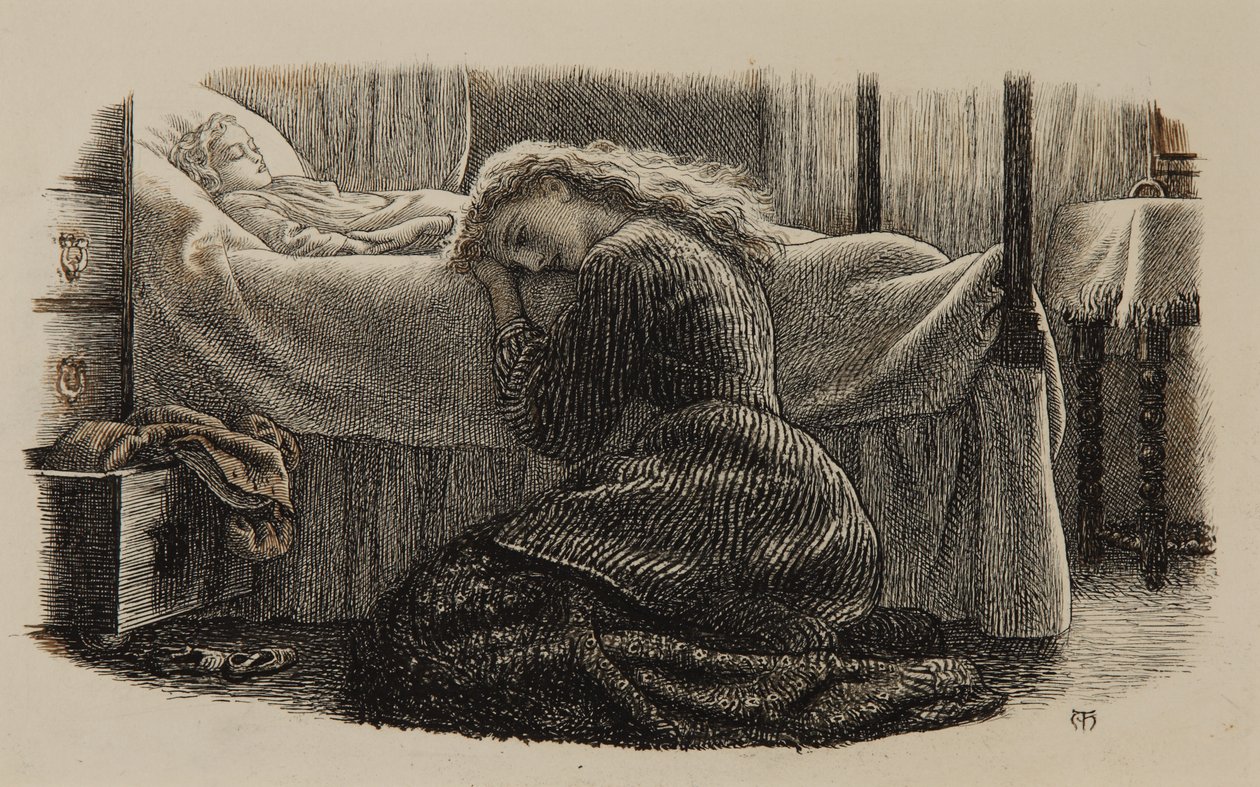 De Dood van het Jongste Kind, ca. 1865 door Arthur Hughes