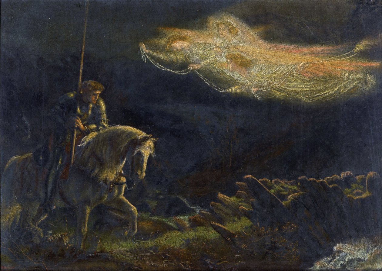 Sir Galahad. De Zoektocht naar de Heilige Graal door Arthur Hughes (1832-1915) door Arthur Hugues