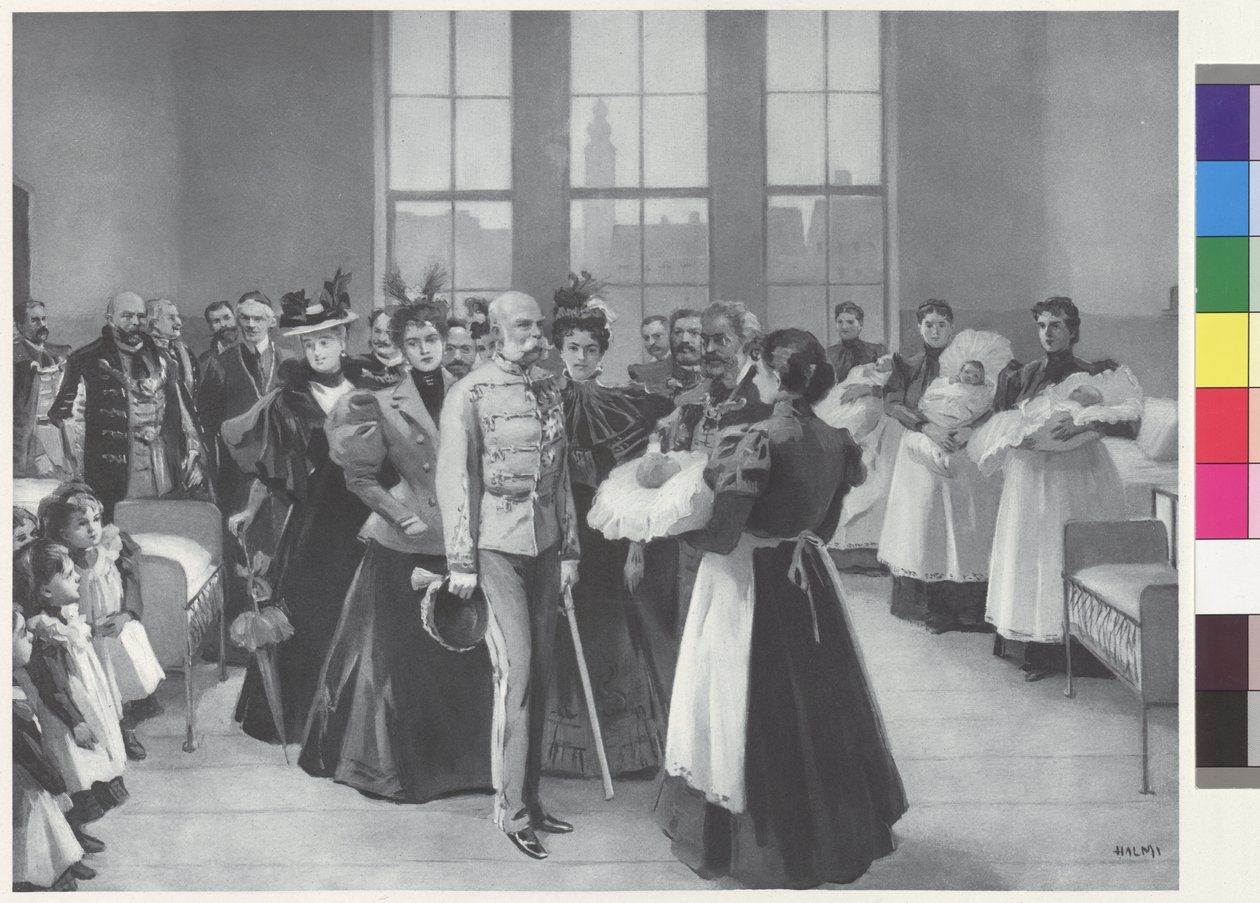 Keizer Franz Joseph met gevolg door Arthur Lajos Halmi