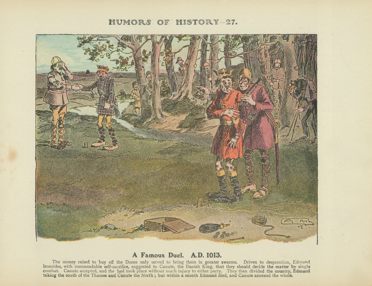 Een beroemd duel. 1013 na Christus (kleurenlitho) door Arthur Moreland