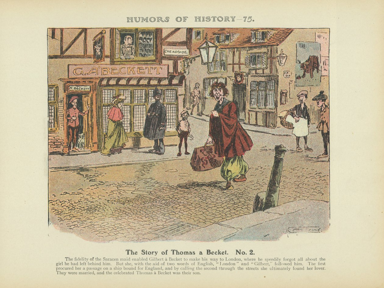 Het verhaal van Thomas Becket. Nr. 2 (kleurenlitho) door Arthur Moreland