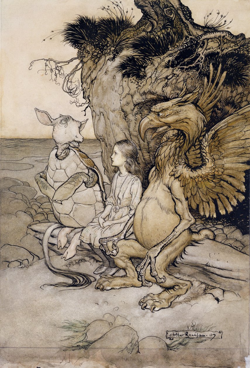 Alice en de Mock Turtle, illustratie uit Alice