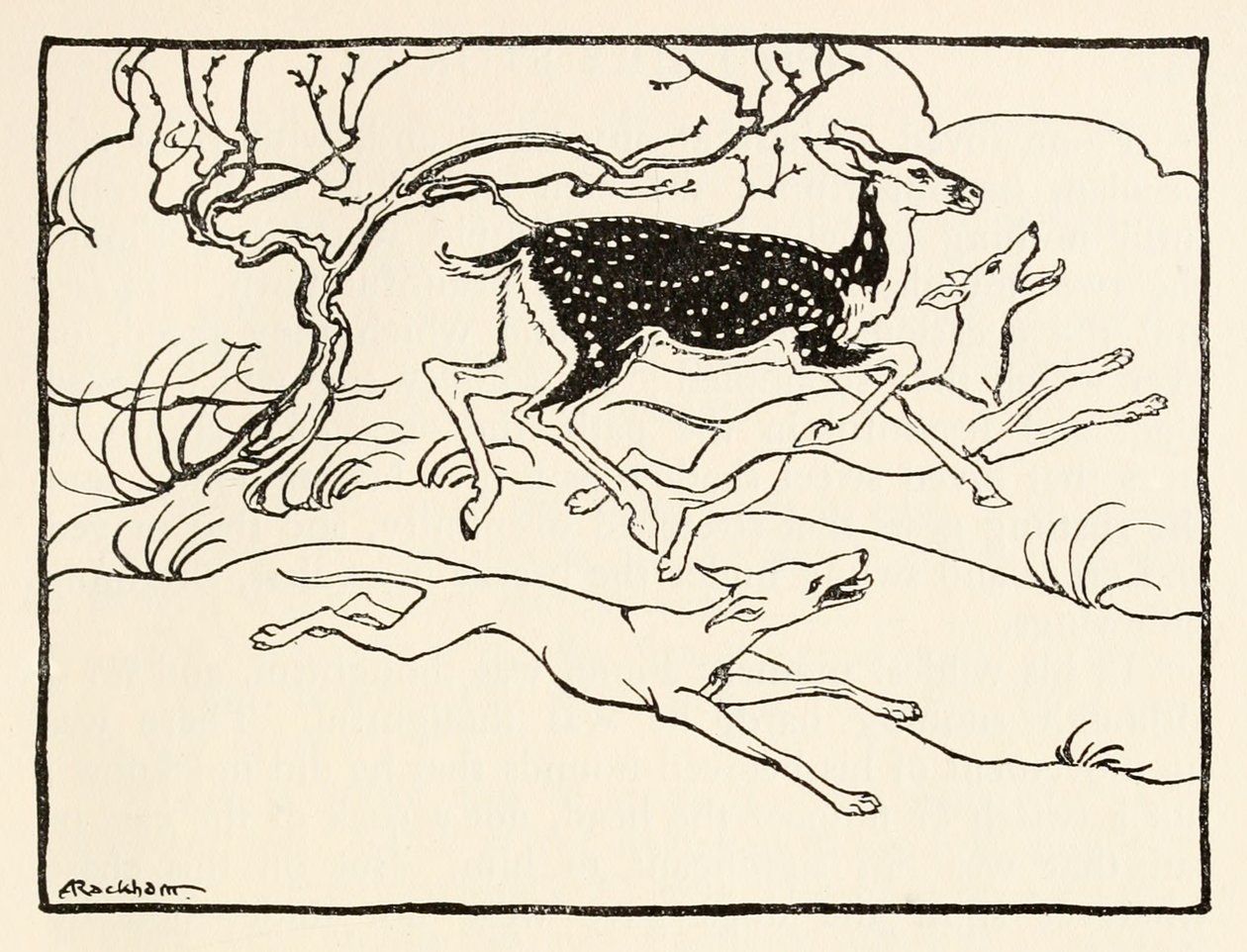 Becfola in haar wagen, uit De vrijage van Becfola in Ierse sprookjes door Arthur Rackham