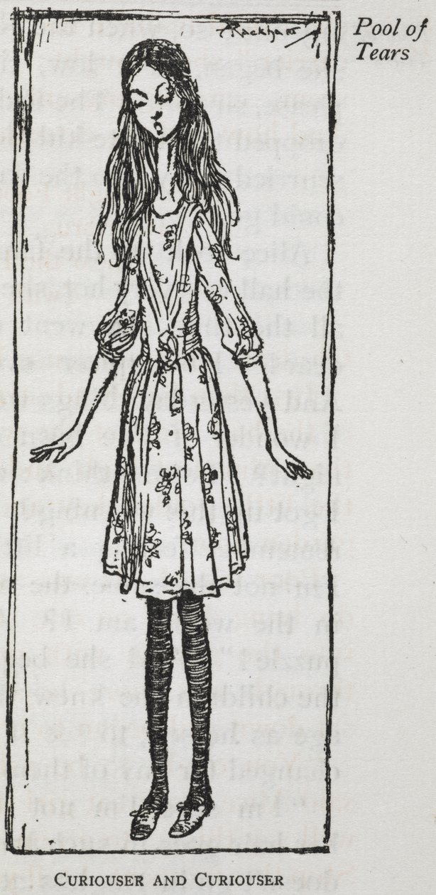 Steeds nieuwsgieriger - Alice nadat ze begon te groeien door Arthur Rackham