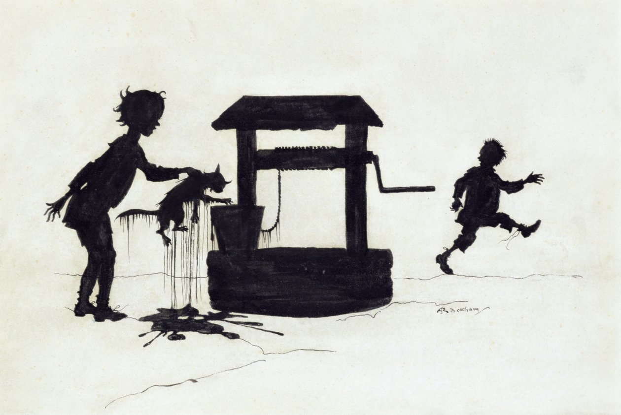 Ding Dong Bell, illustratie uit Moeder de Gans: De oude kinderrijmpjes, gepubliceerd 1913 door Arthur Rackham