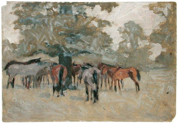 Paarden onder een boom door Arthur Rackham