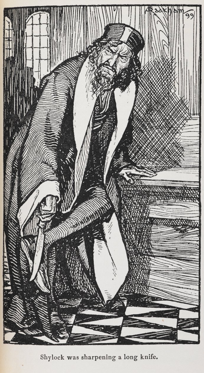 Illustratie van Shylock uit De Koopman van Venetië door Arthur Rackham