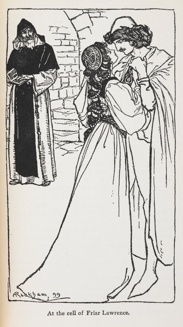 Illustratie van de noodlottige geliefden in Romeo en Julia. door Arthur Rackham