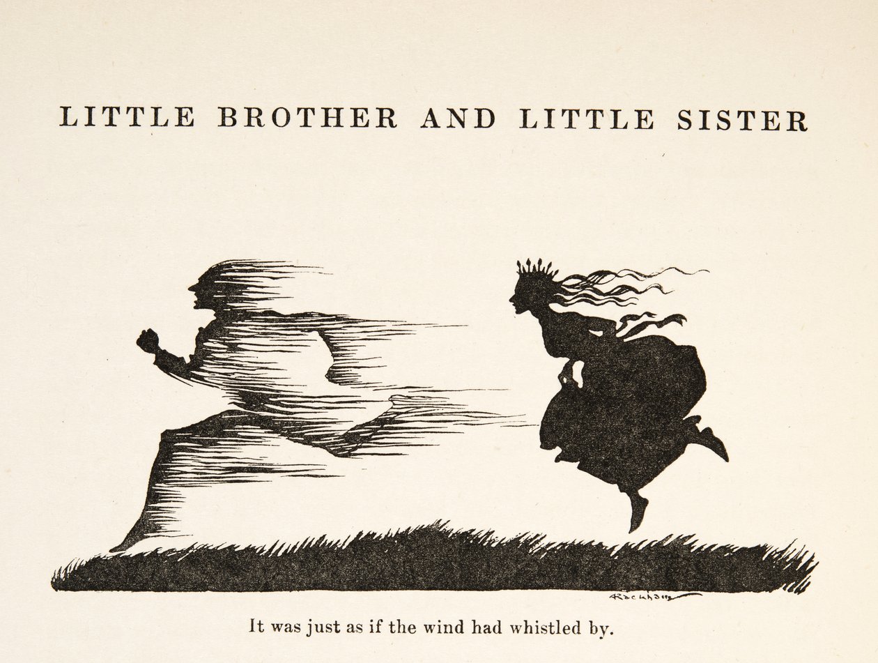 Het was net alsof de wind voorbij floot, uit Kleine Broer & Kleine Zus en Andere Verhalen van de Gebroeders Grimm, uitgegeven 1917 door Arthur Rackham