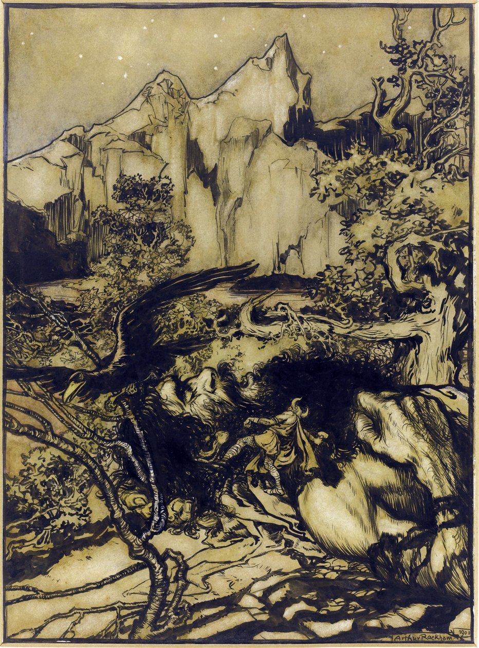 De reis van Thor naar het land van de reuzen door Arthur Rackham