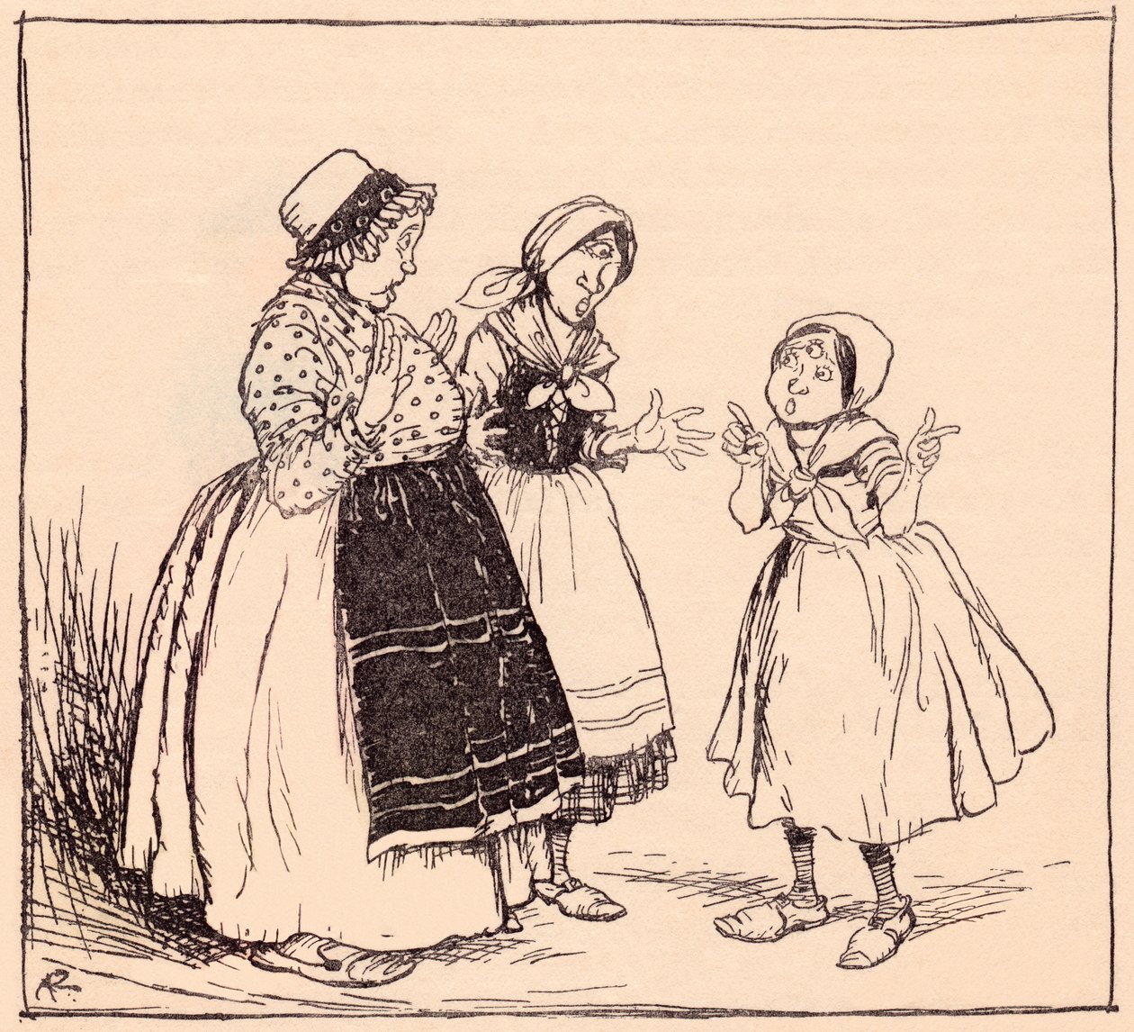 Nu weet ik waarom dat verwaande ding daar niet eet. Illustratie door Arthur Rackham uit Grimm