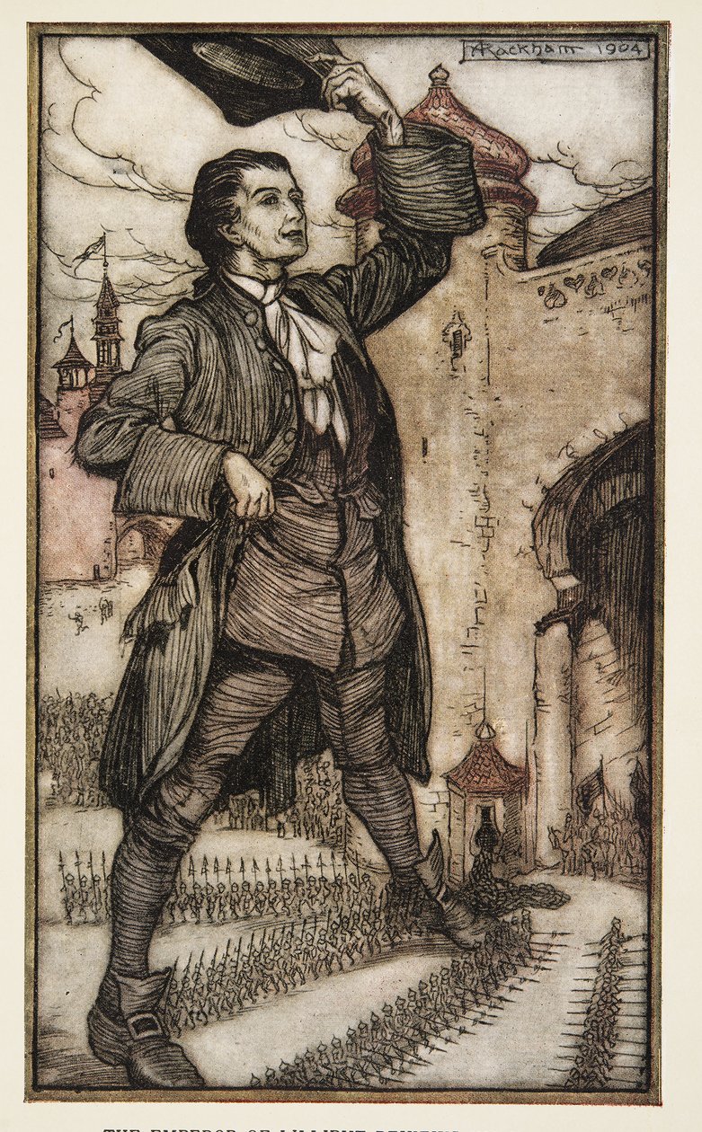 De Keizer van Lilliput inspecteert zijn troepen, uit Gulliver