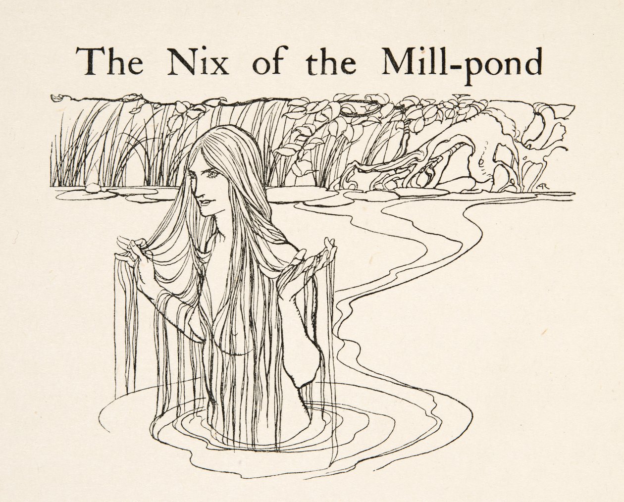 De Nix van de molenvijver, uit Kleine Broer & Kleine Zus en Andere Verhalen door de Gebroeders Grimm, uitgegeven 1917 door Arthur Rackham