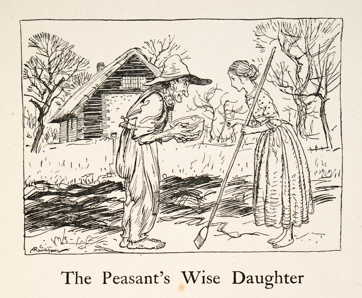 De Wijze Dochter van de Boer, uit Kleine Broer & Kleine Zus en Andere Verhalen door de Gebroeders Grimm, pub.1917 (litho) door Arthur Rackham