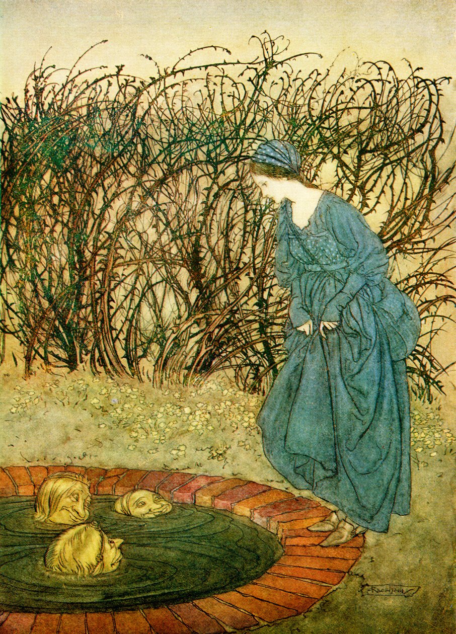 De drie hoofden van de bron, uit Engelse sprookjes naverteld door F.A. Steel, 1927 door Arthur Rackham