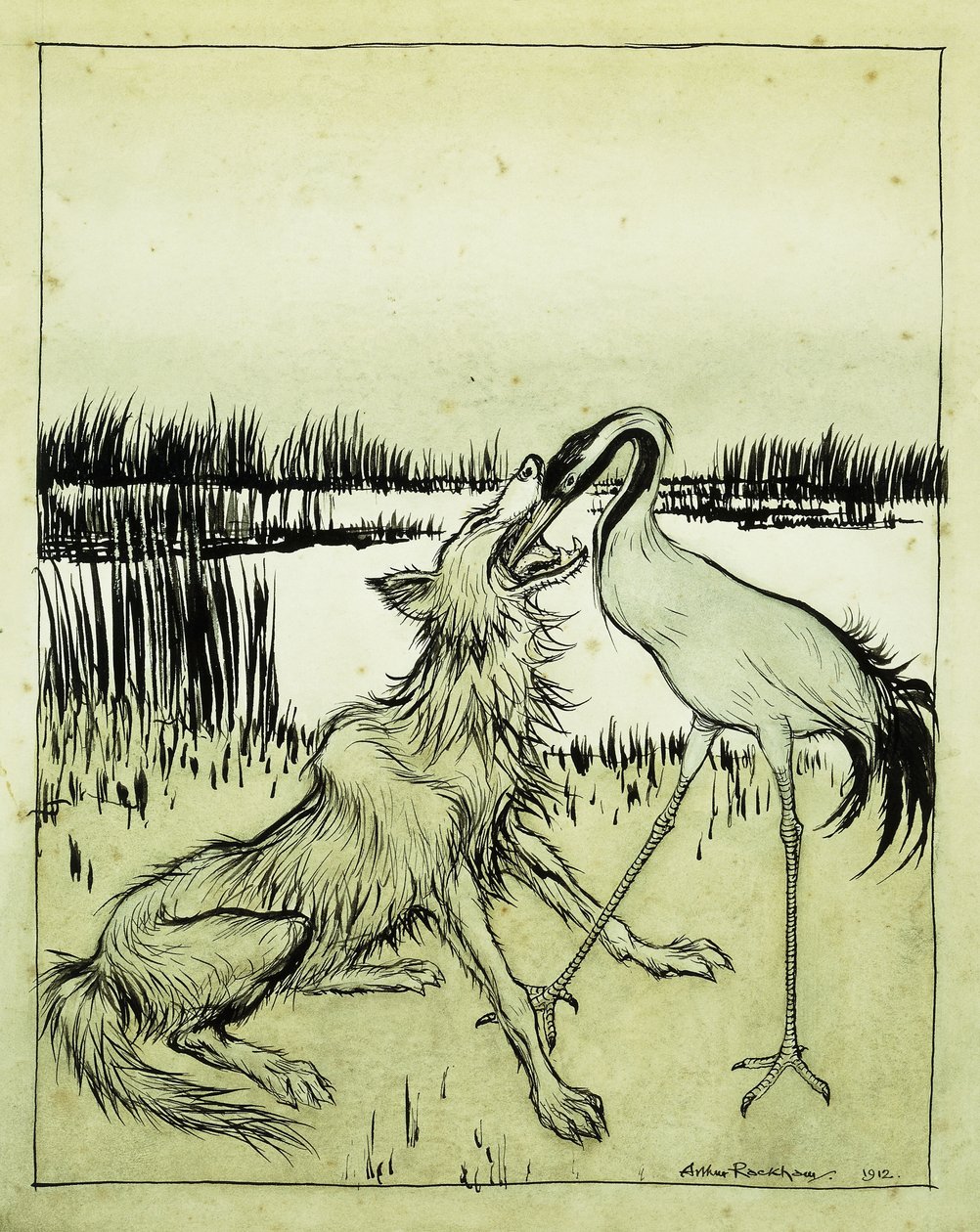 De wolf en de kraanvogel - Aesopus