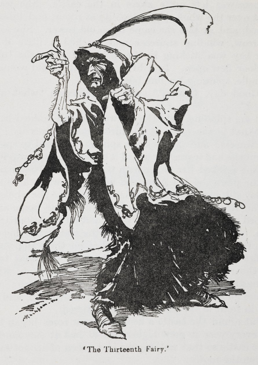 De dertiende fee uit Doornroosje door Arthur Rackham