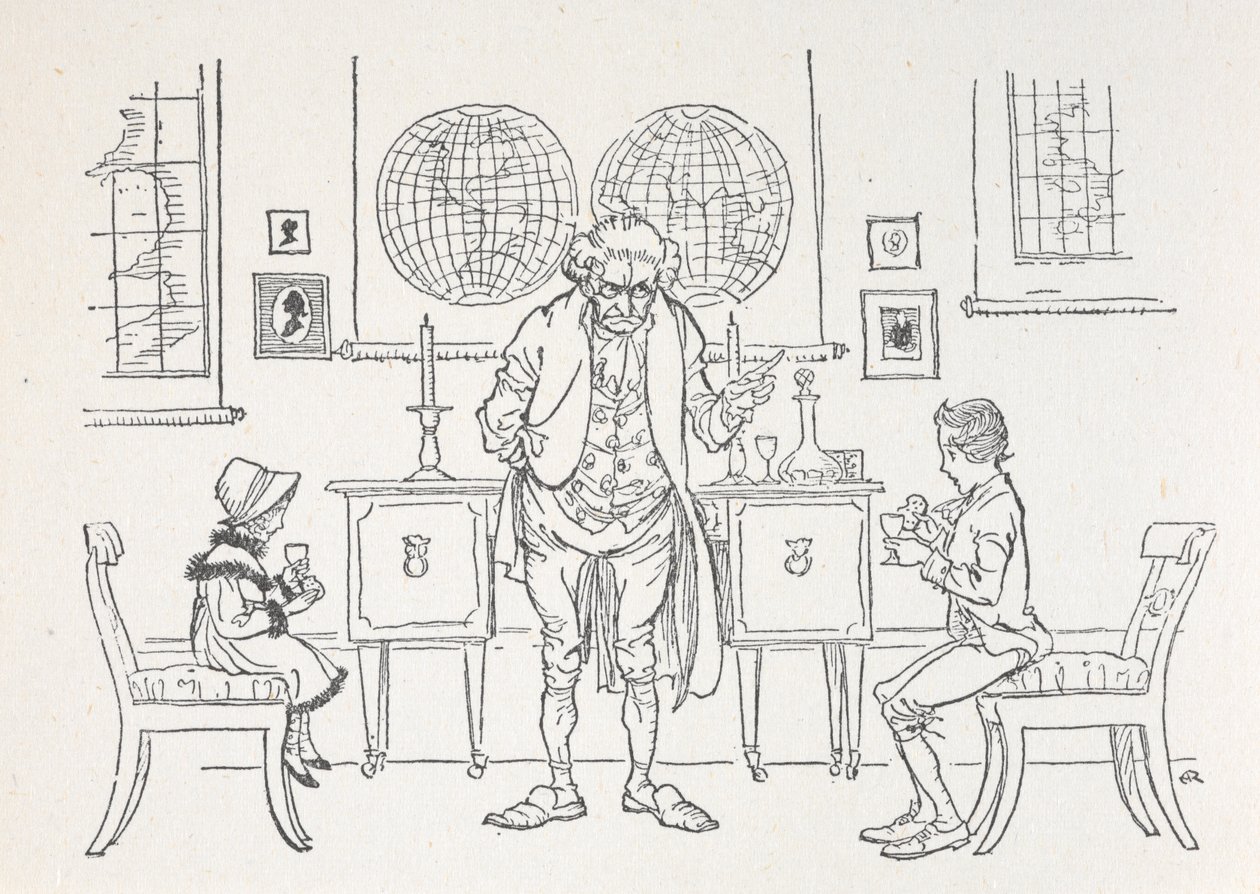 Twee kinderen en hun schoolmeesters door Arthur Rackham