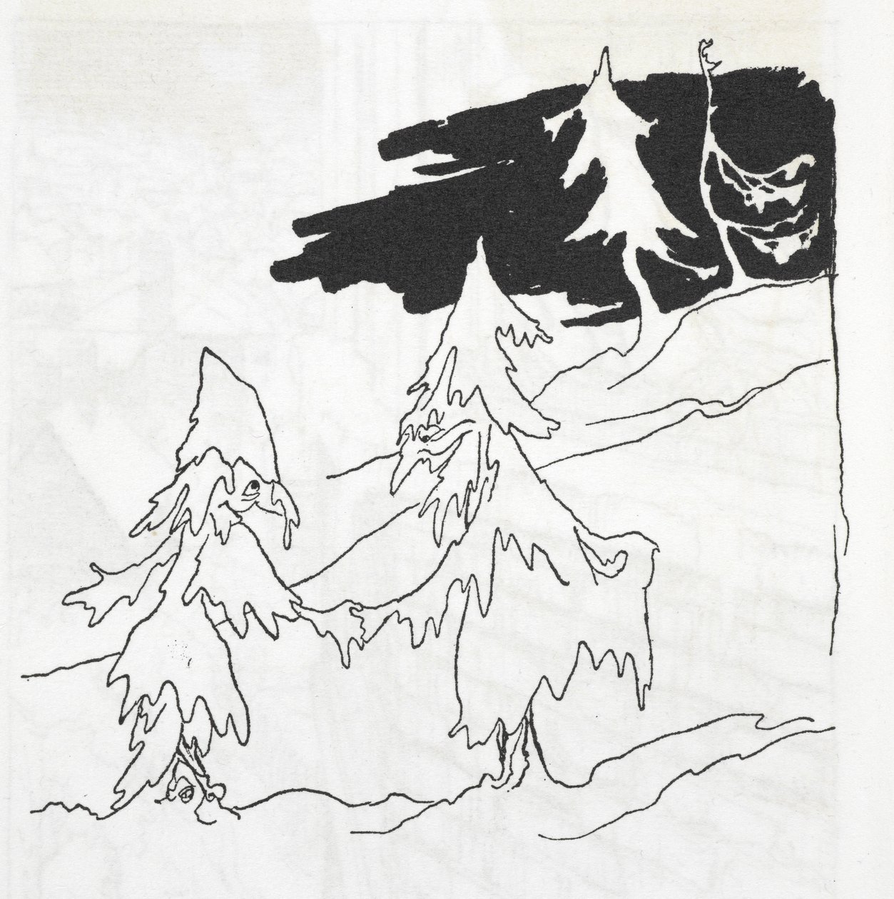 Twee boom-mannen die handen schudden door Arthur Rackham