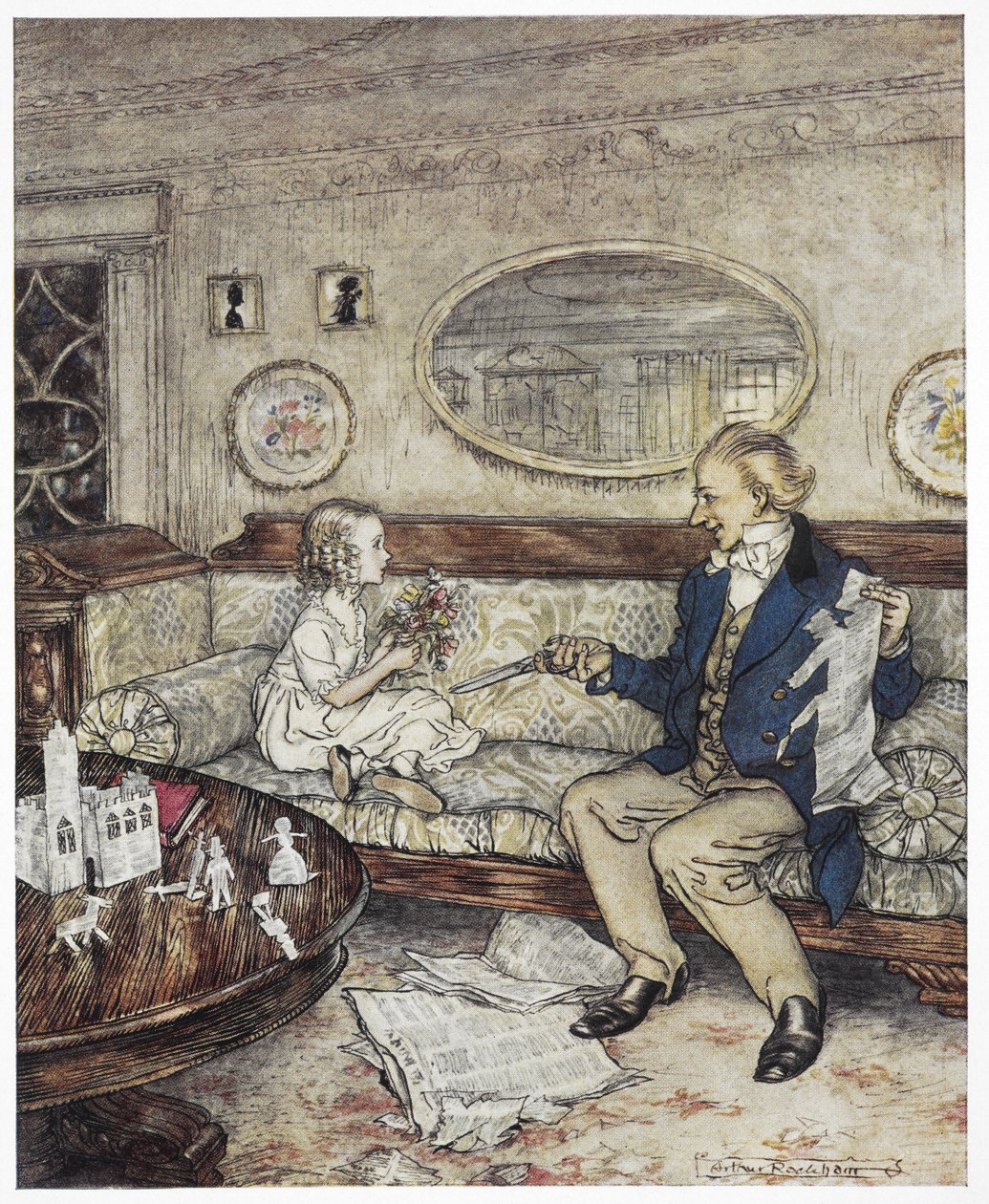 "Waarom zien mijn bloemen er vandaag zo verwelkt uit?" door Arthur Rackham