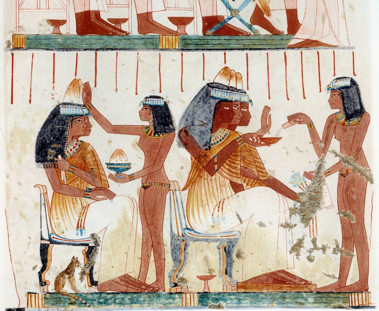 Een ontvangst. Facsimile naar het graf van twee beeldhouwers in Thebe, periode van Amenophis II, ca. 1450-1425 v.Chr. door Artist Unknown