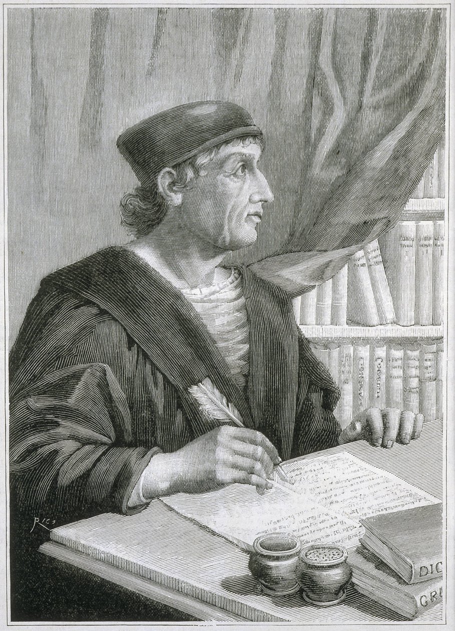 Antonio de Nebrija (Antonio Martinez de Cala y Xarava, Antonius Nebrissensis, Antonius Lebrixen) (1441-1522). Engelse humanist en grammaticus. Gravure door Artist Unknown