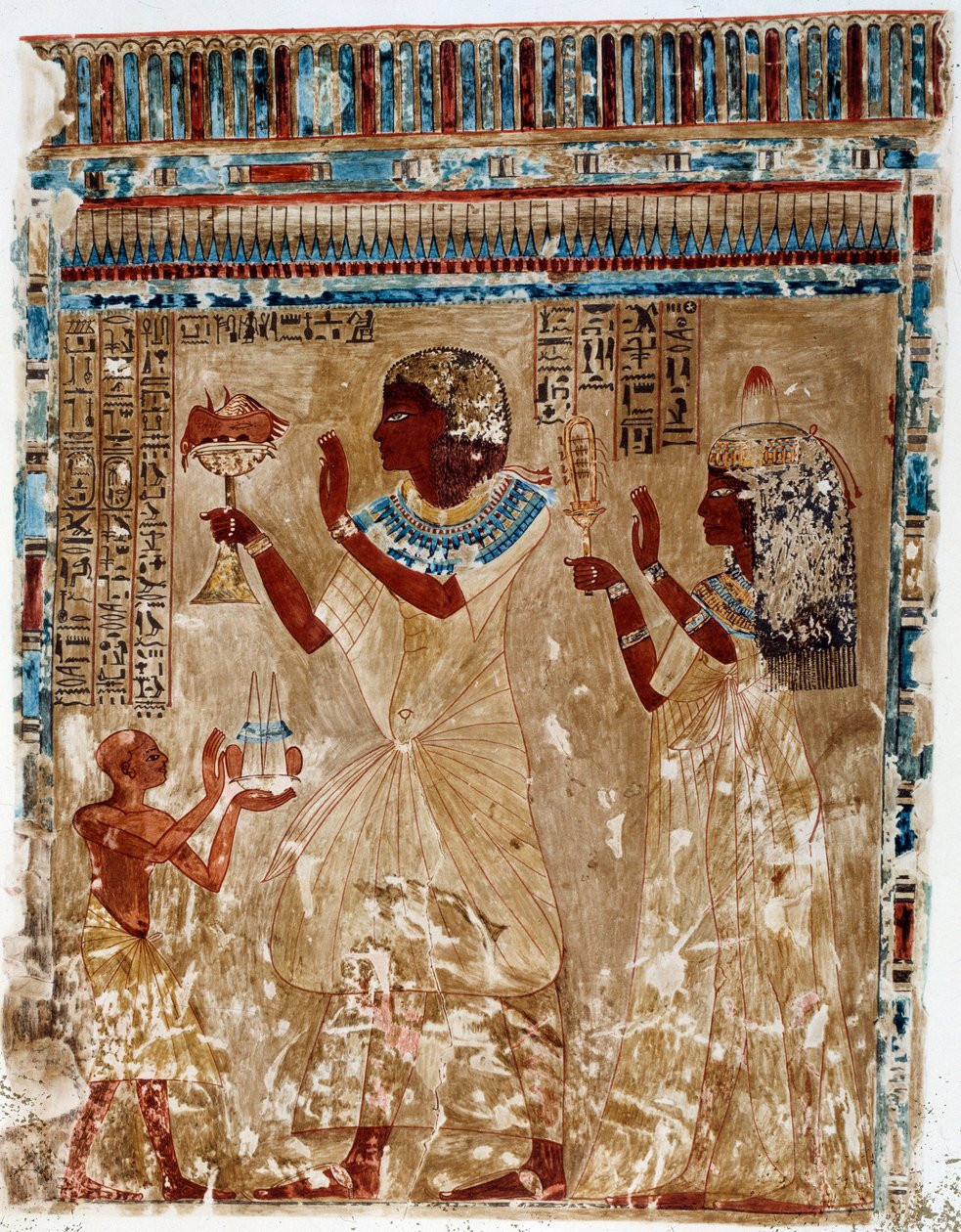 Kunst Egypte: vakantiekostuums. College simile uit de tombe van Nefer-Hotep a thebe door Artist Unknown