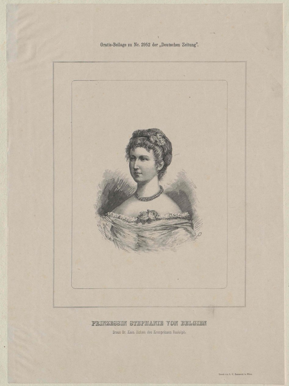 Kroonprinses van Oostenrijk Stéphanie (afdruk) door Artist Unknown