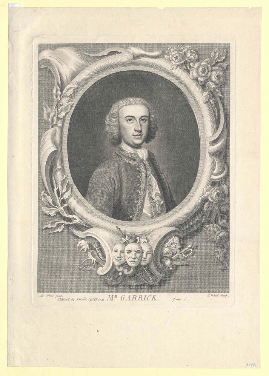 David Garrick door Artist Unknown