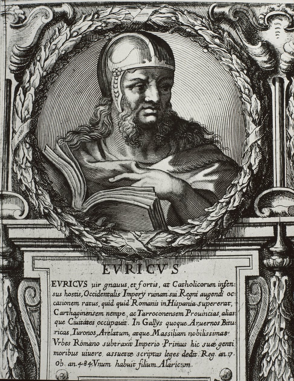 EURIC (420-484). Koning van de Visigoten (466-484). Gravure. door Artist Unknown
