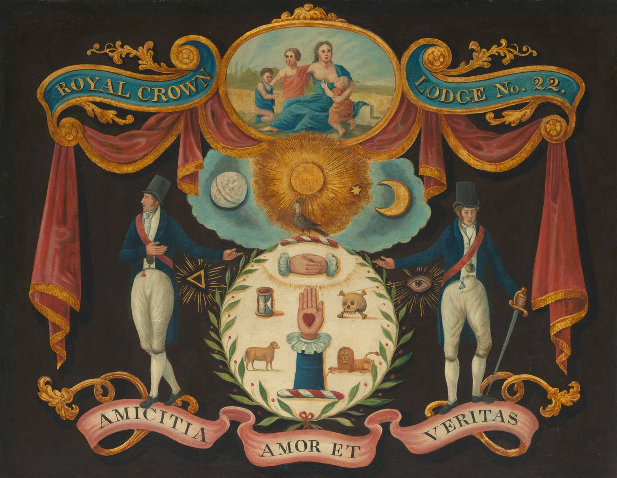 Emblemen voor Koninklijke Kroonloge nr. 22 door Artist Unknown