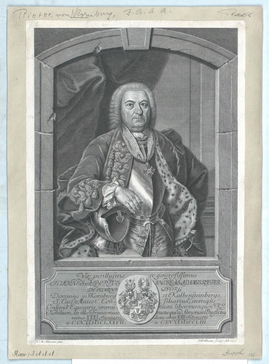 Johann Albrecht Andreas Adam Rieter von Kornburg en Kalbensteinberg door Artist Unknown