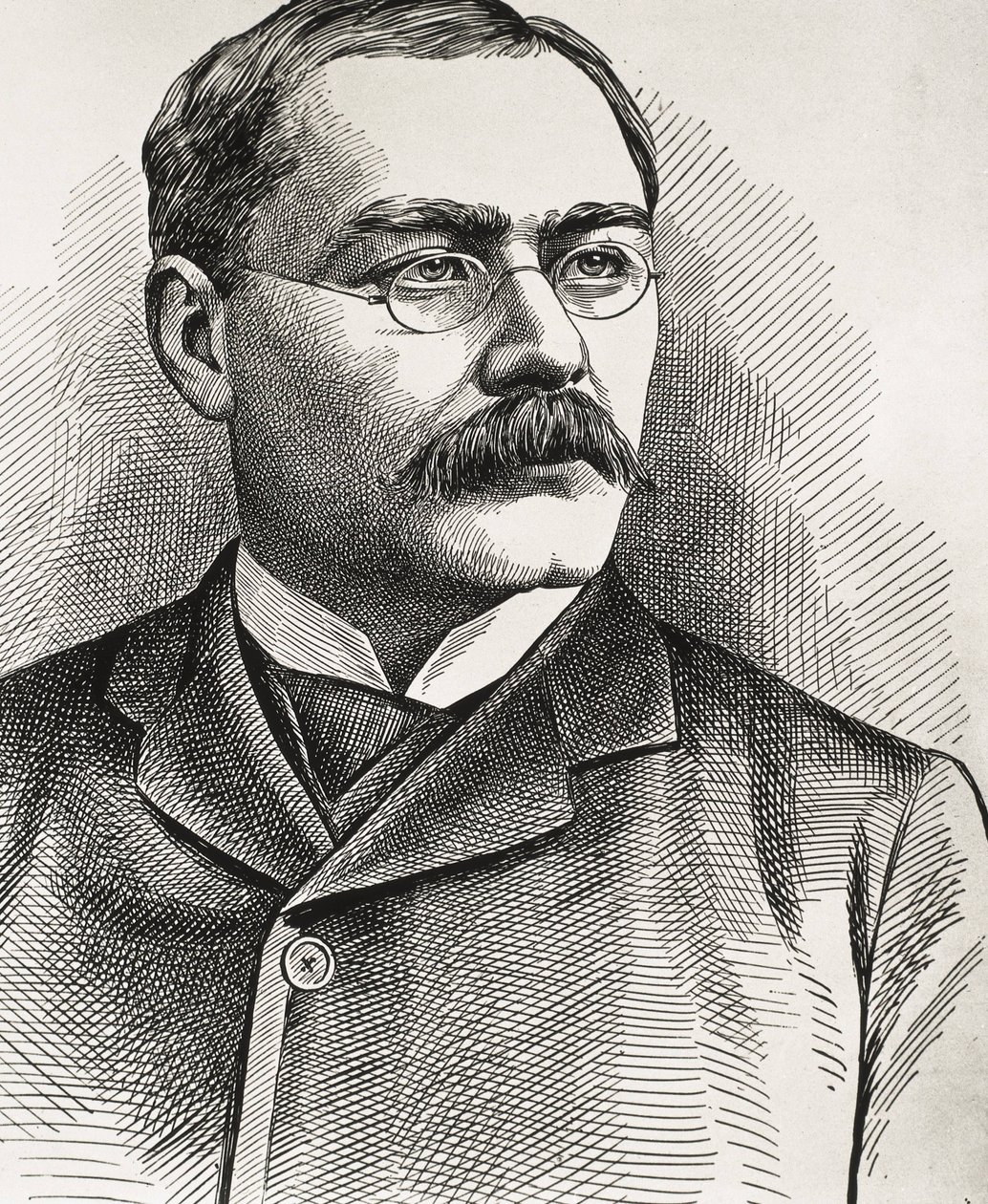 KIPLING, Rudyard (1865-1936). Britse schrijver, geboren in India. Nobelprijs voor Literatuur 1907. Portret van Kipling. Gravure. door Artist Unknown