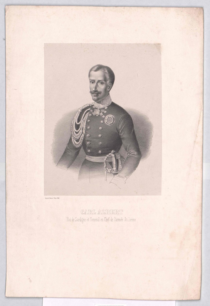 Koning van Sardinië Karel Albert door Artist Unknown
