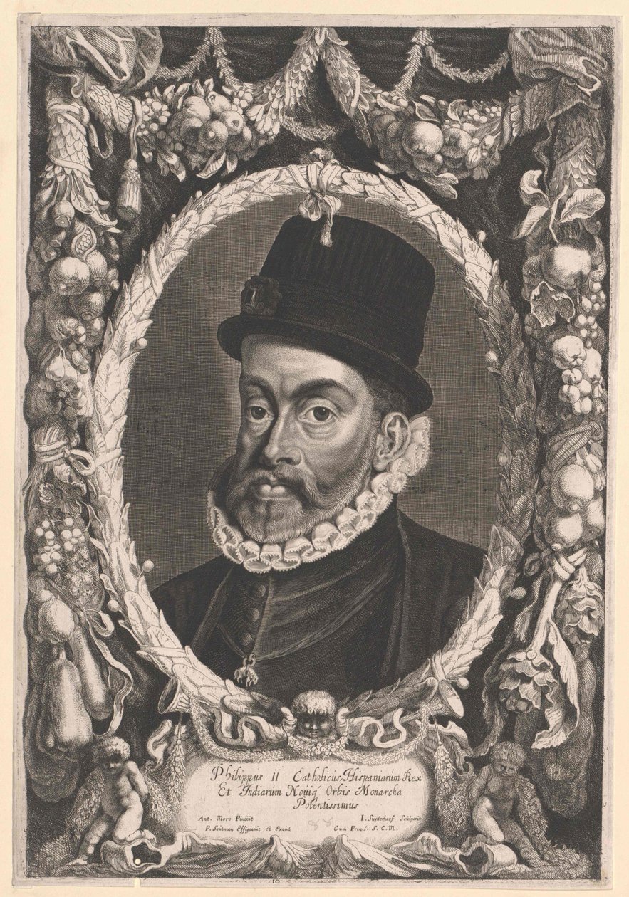 Koning van Spanje Philipp II door Artist Unknown