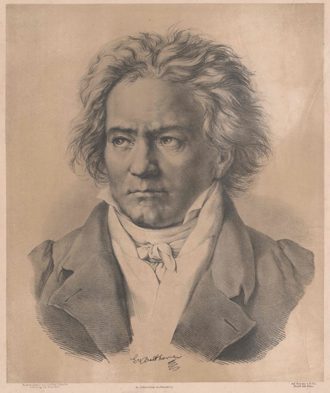 Ludwig van Beethoven (print) door Artist Unknown
