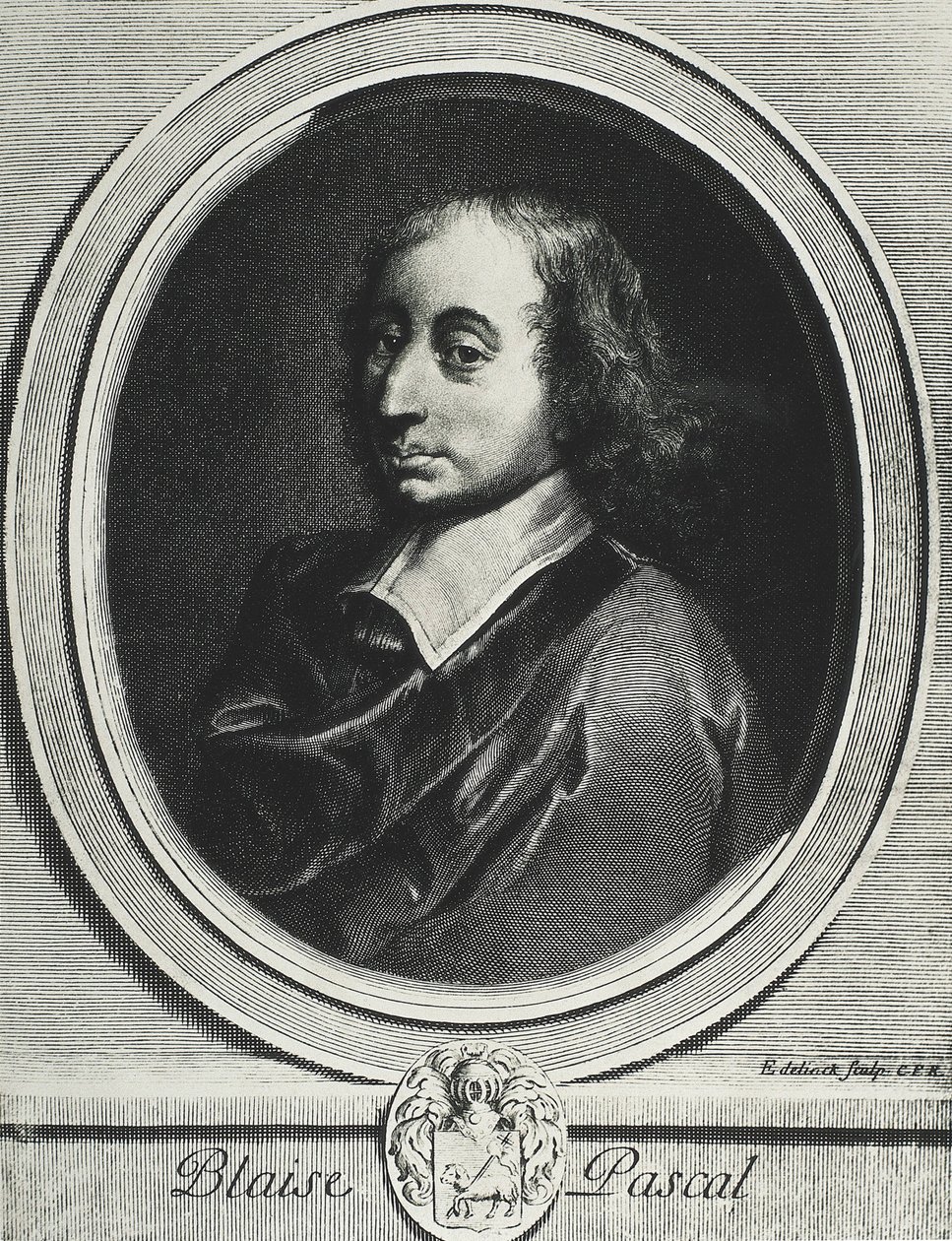 Blaise Pascal (1623-1662). Franse wiskundige, natuurkundige en filosoof. Gravure door Artist Unknown