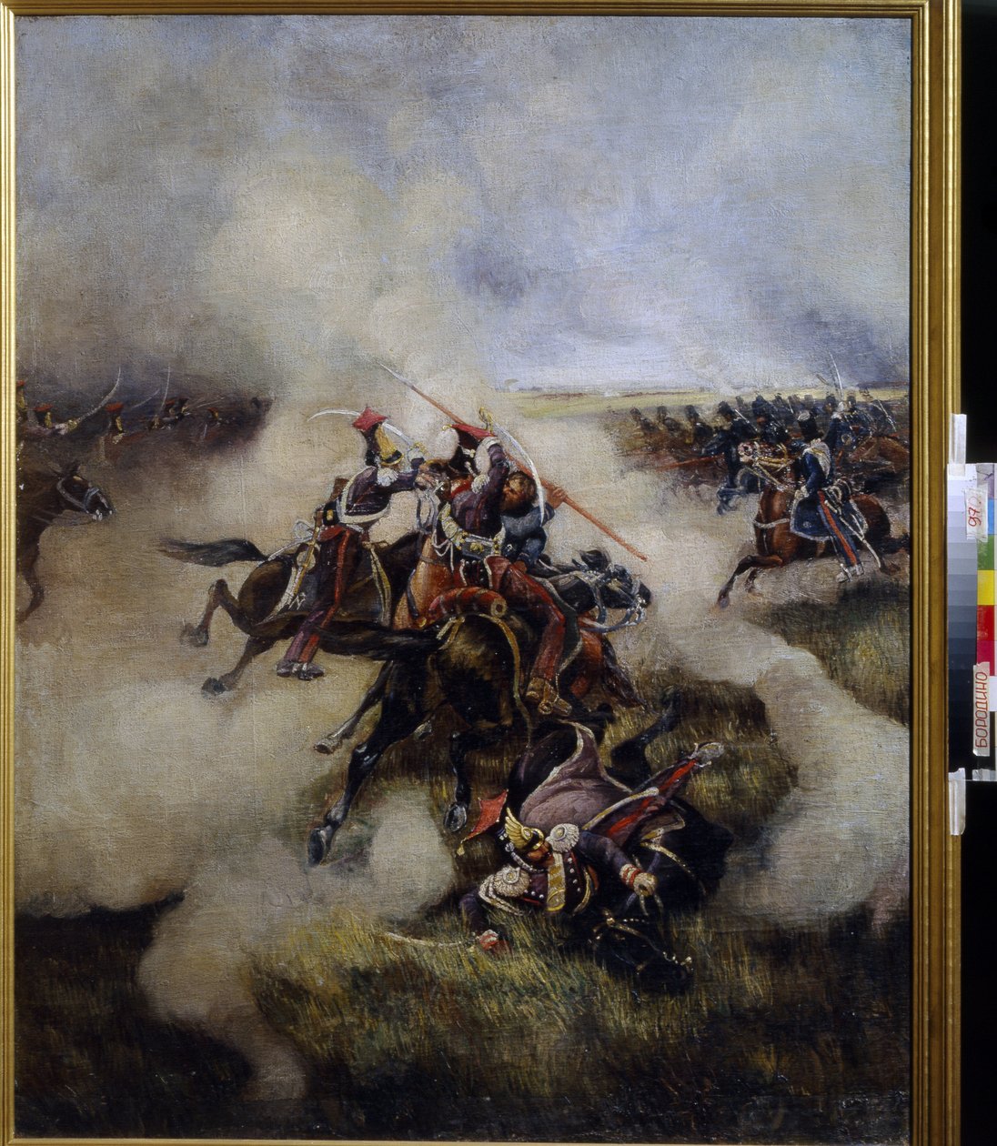 Poolse Uhlans in gevecht met Kozakken (olieverf op doek) door Artist Unknown