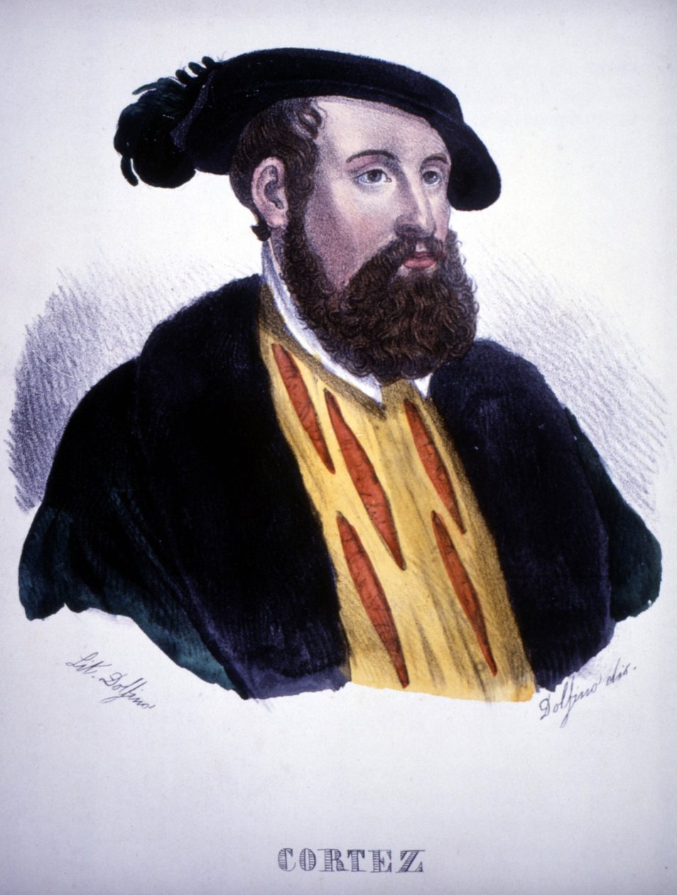 Portret van Hernan (of Hernando) Cortes of Fernand Cortez (1485-1547). door Artist Unknown