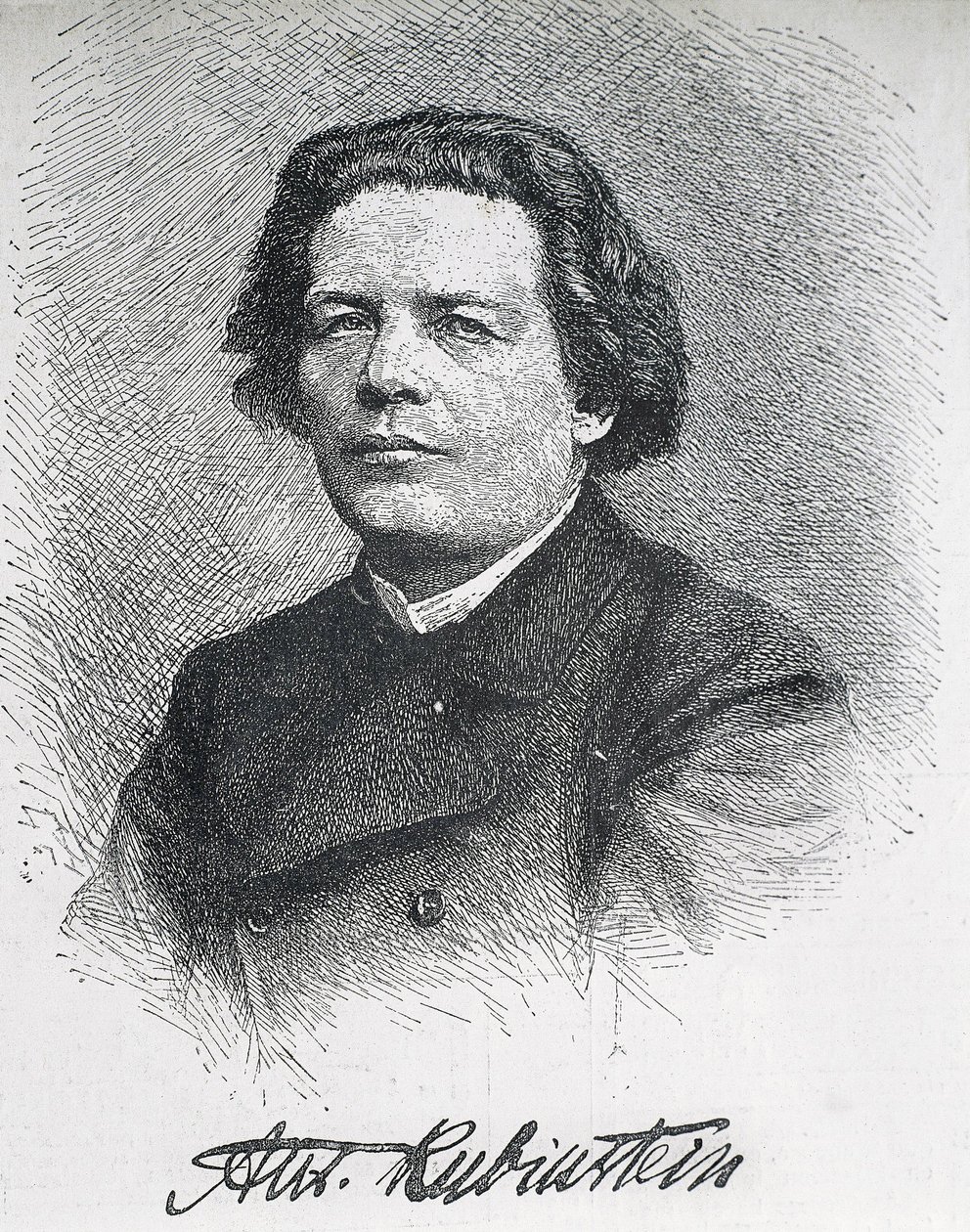 RUBINSTEIN, Anton Grigoryevich (1829-1894). Russische componist en pianist. Gesigneerd portret van Anton Rubinstein. Gravure. door Artist Unknown