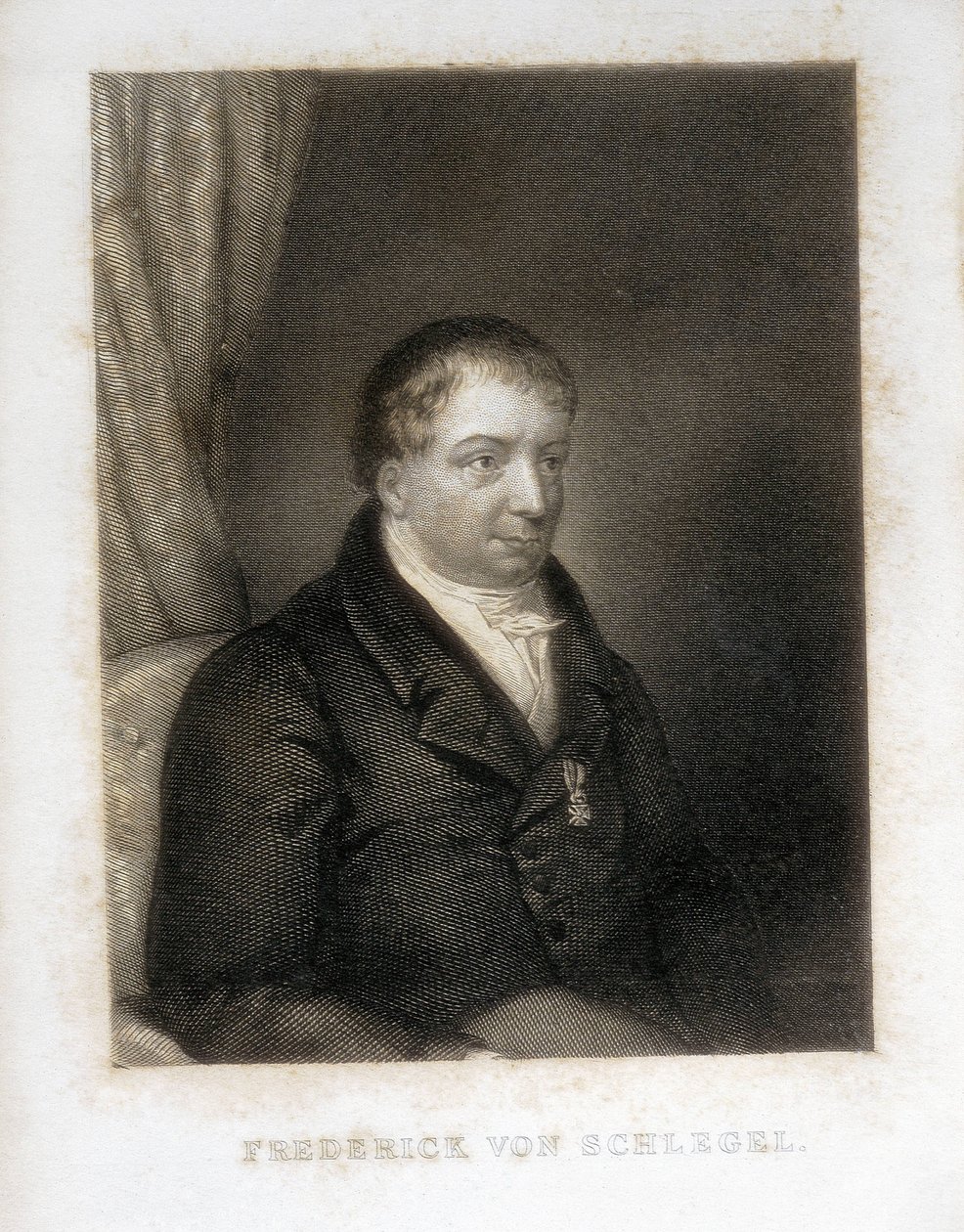 Friedrich von Schlegel (1772-1829). Duitse dichter, criticus en geleerde. Kritische leider van de Duitse Romantiek. Gravure. door Artist Unknown