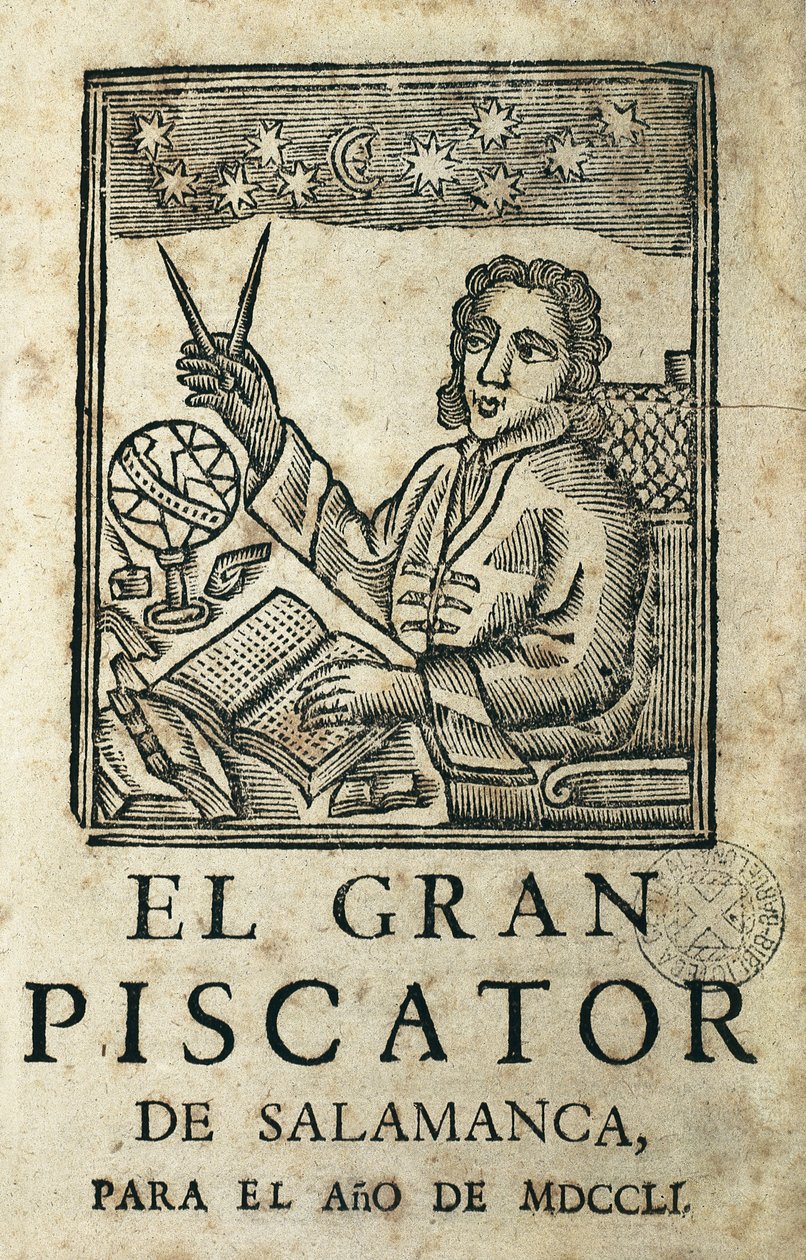 Diego de Torres Villarroel (1693-1770). Spaanse schrijver, dichter, dramaturg, astroloog, arts, wiskundige, priester en professor aan de Universiteit van Salamanca. Omslag van 