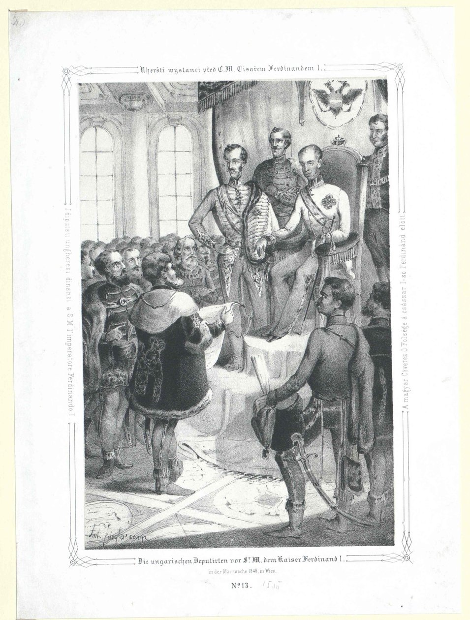De Hongaarse afgevaardigden voor Zijne Majesteit de keizer Ferdinand I in de week van maart 1848 door Artist Unknown